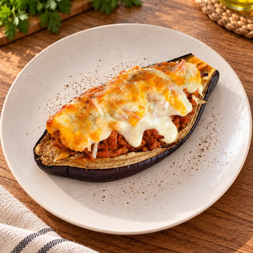 Berenjena rellena de carne