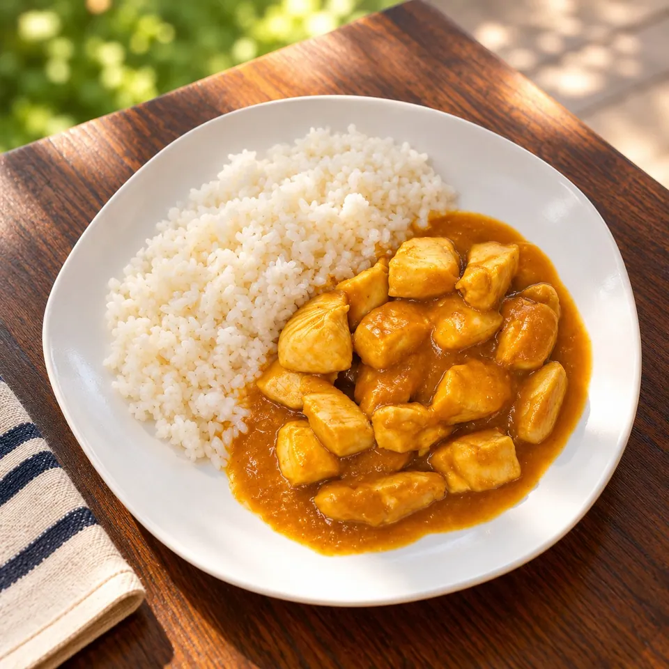 Pollo al curry con arroz