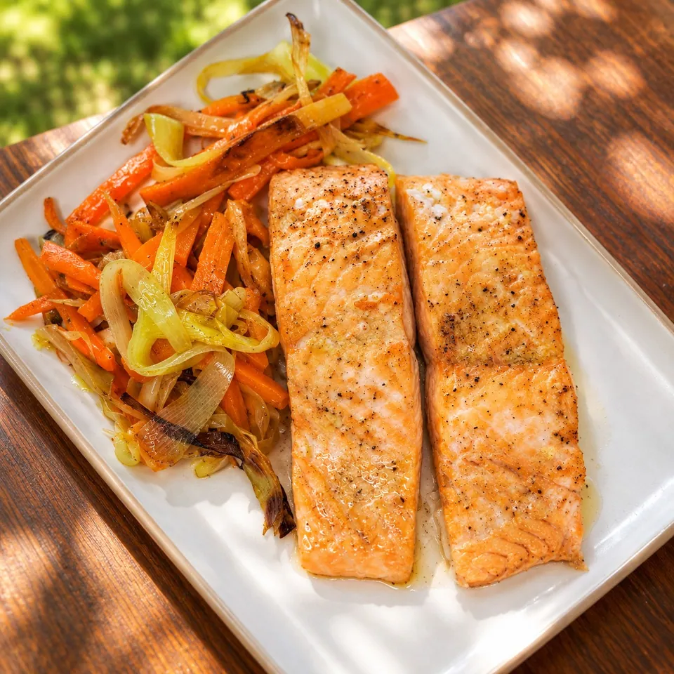 Salmón al horno con verduras