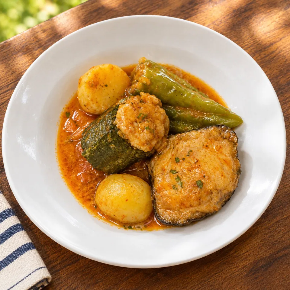 Verduras rellenas de carne